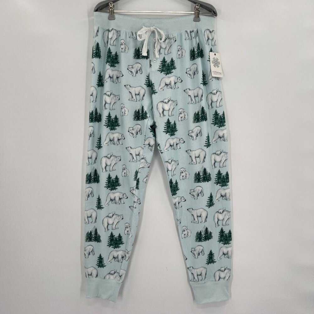 PJ Salvage Just Chill Polar Bear Lounge Joggers Pajama Pant sz S Ice Blue RZJCP2